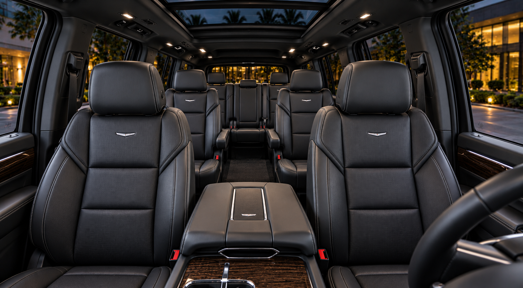 Interior of a Cadillac Escalade ESV executive SUV